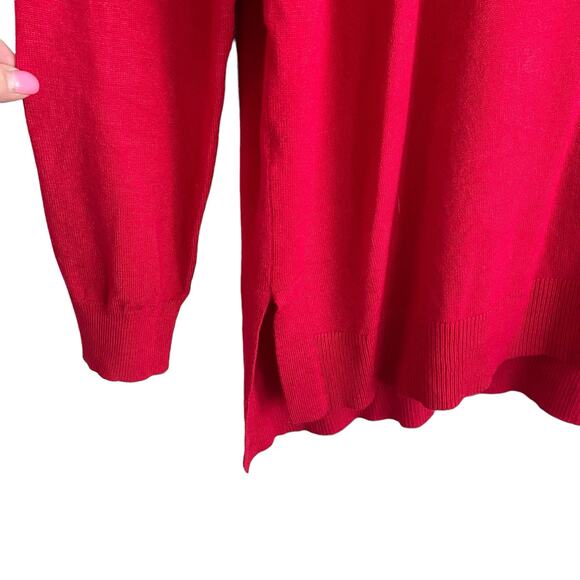 Lane‎ Bryant Women Tunic Sweater 14/16 Red Rayon Knit Casual Relaxed Workwear - Picture 4 of 8